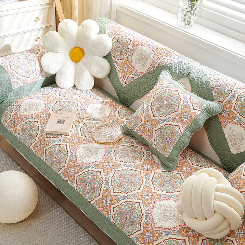 Стильная подушка для дивана из чистого хлопка, нескользящая пасторальная маленькая свежая ткань для дивана, чехол для четырех сезонов, универсальное сиденье для дивана