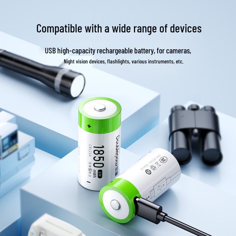 Высокоемкая USB-перезаряжаемая литиевая батарея 3,7 В CR123A для камеры и фонарика