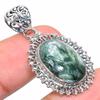 Natural Seraphinite Gemstone 925 Solid Sterling Silver Gift Pendant 1.58" K3S80