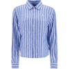 Polo Striped Logo Button Long Sleeve Shirt Women Shirts Blue 211935130-005