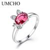 Created Ruby Genuine Ring for Women Red Gemstone Engagement Vintage Wedding Bands Cute Rabbit Jewelry