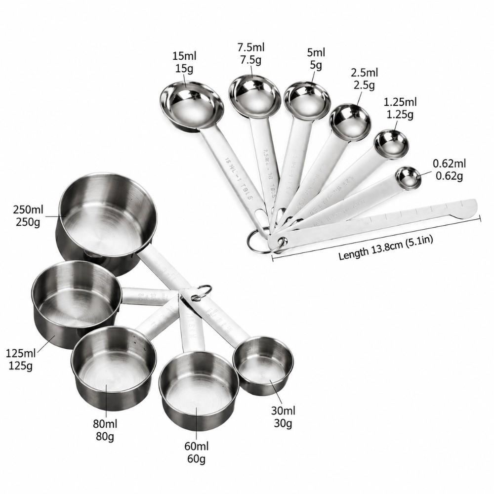 Engraved Mark Measuring Spoons Stainless Steel Baking Measure Scoop Measuring Cups Kitchen Prep