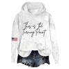 Women's Hooded Long Sleeve Printed Flannel Top Hooded Sweatshirt