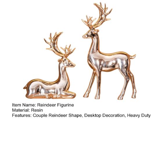 2 шт., парная фигурка оленя, стоящая, лежащая, статуя оленя из смолы, скульптура лося, рождественская, для домашнего офиса, книжной полки, украшения для рабочего стола, орнамент