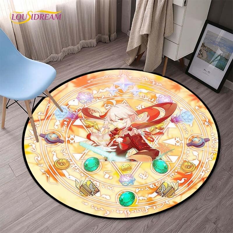 Genshin Impact круглые коврики для спальни, ковры с героями мультфильмов для гостиной, детский мягкий ковер, противоскользящий коврик для пола, домашний декор, кемпинг, пикник