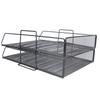 2pcs 2 Tier File Trays Vertical 2 Layer Stackable Desk Tray Mesh Hollow Iron Free DIY Combination