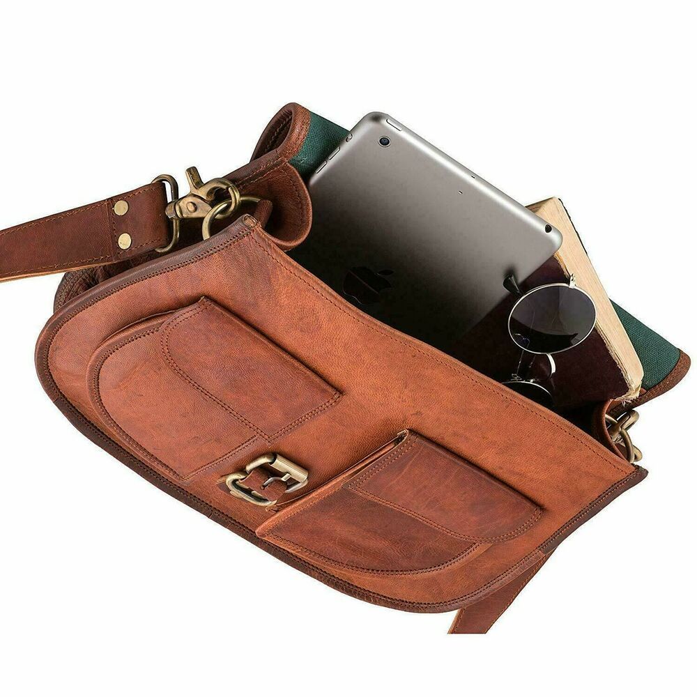 Женская винтажная сумка-мессенджер из натуральной козьей кожи ручной работы из натуральной коричневой кожи