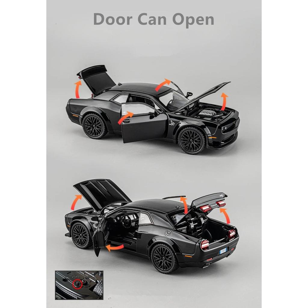 1/32 Dodge Challenger SRT Alloy Sports Car Model Simulation Diecast Metal Toy Muscle Car Model Sound and Light Children's Toys Gift