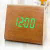 Sleek Wooden Voice Control Led Display Alarm Digital Triangular Desk Clock Thermometer