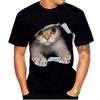 New Fashionable Cute Cat 3D Printed T-Shirt, Men's Summer Casual Short-Sleeve Crew Neck Top