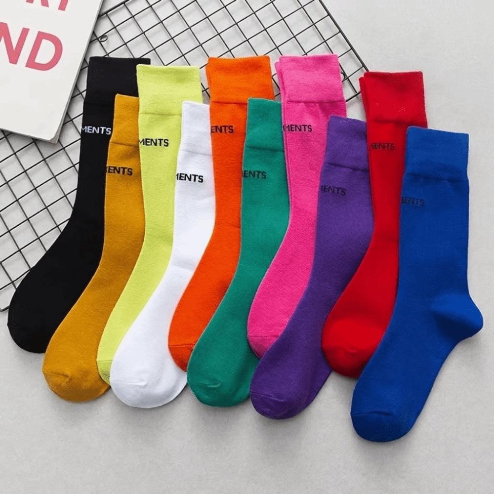 Colorful Knitting Rib Socks Cotton Sport Long Socks Fashion Streetwear Socks