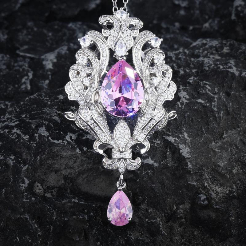 BELLA BOX Свадебные аксессуары «Олень держит твою невесту» Ожерелье с подвеской «Ирис» в виде розового бриллианта в форме капли с высоким содержанием углерода и бриллиантов