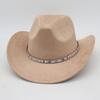 Белая Кожаная Текстурированная Шерстяная Тибетская Шляпа Мужская И Женская С Широкими Полями Американский Цилиндр Западная Шляпа Ковбоя Шляпа Джексона Джазовая Шляпа
