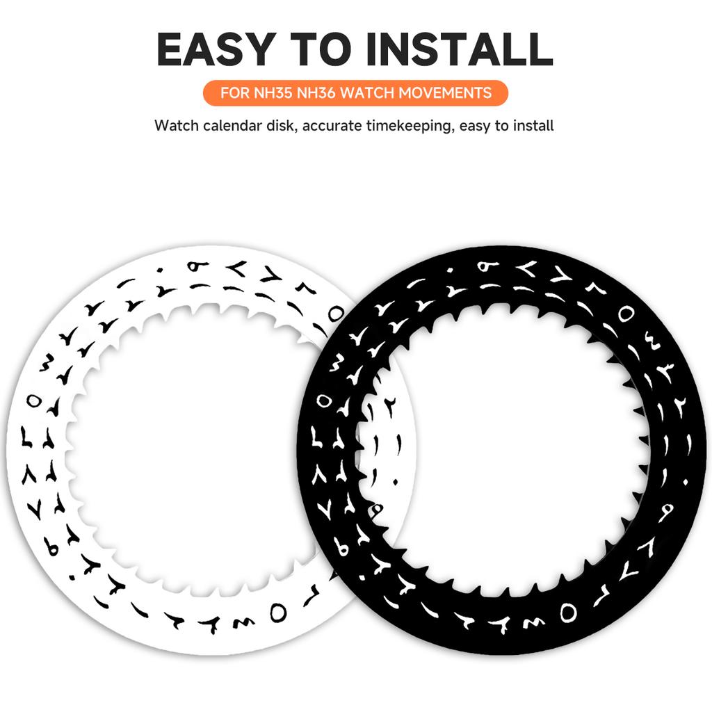 Black/White Date Week Wheel NH35 NH36 Movement Arabic Movement Dial Fits NH35 NH36 Automatic Movement Crown At 3.0 or 3.8 Oclock