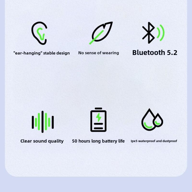 TWS беспроводная спортивная висячая Bluetooth-гарнитура с шумоподавлением 5.2 с низкой задержкой в обоих ушах