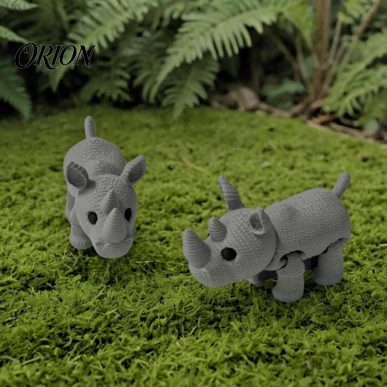 3D-печатная фигурка носорога, вязаная фигурка, мини-игрушка-антистресс в форме носорога, подвижные суставы, коллекционная фигурка дикого животного для украшения стола
