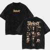 Винтажные Стиранные Футболки с Графическим Принтом Альбомных Постеров Slipknot Глобальный Тур Мерч Мужские Женские Уличные Оверсайз Хлопковые Футболки