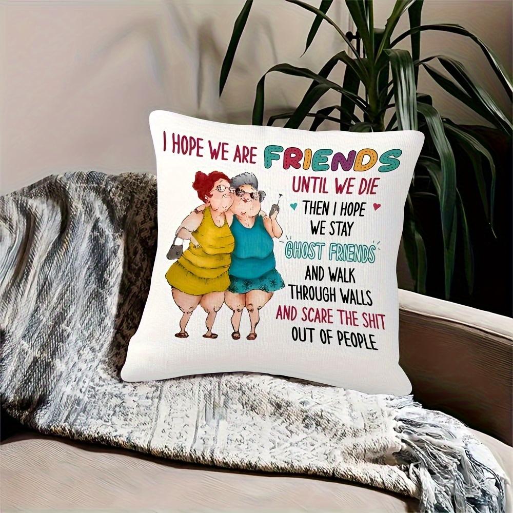 1Pc Contemporary "Friend" Sofa Living Room Bedroom Bed Holiday Decorative Cushion Cover, 18X 18 Inches Without Pillow Core