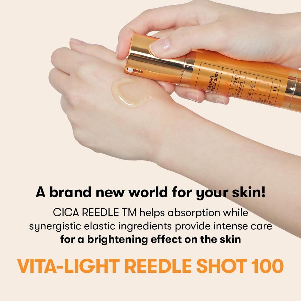VT Косметика Vita-Light Reedle Shot 100, Сыворотка с капсулами витамина C, Витамин E, Увлажняющий уход, Корейский уход за кожей для чувствительной кожи 1,69 жидких унций(50мл)