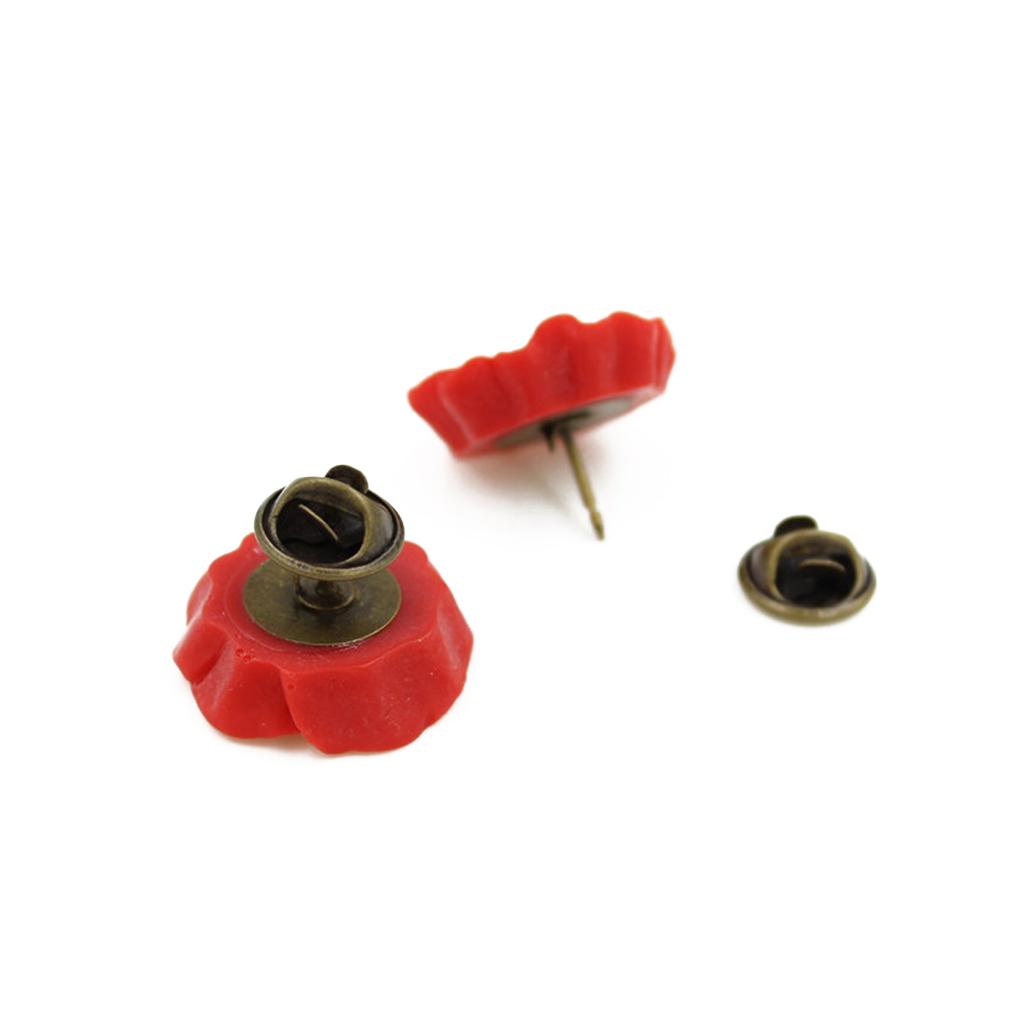 10pcs Elegant Poppy Shaped Brooch Stylish Flower Breastpin Remembrance Day Lapel Pins for Women Girls Memorial Day Gift
