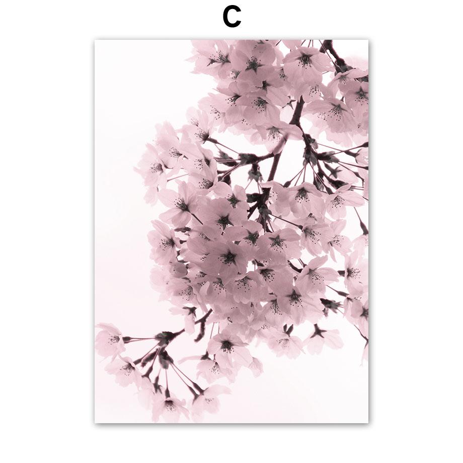 Цветы вишни, розовые цветы, цитаты, скандинавские постеры и принты, картины на холсте, настенные художественные картины для гостиной, домашний декор
