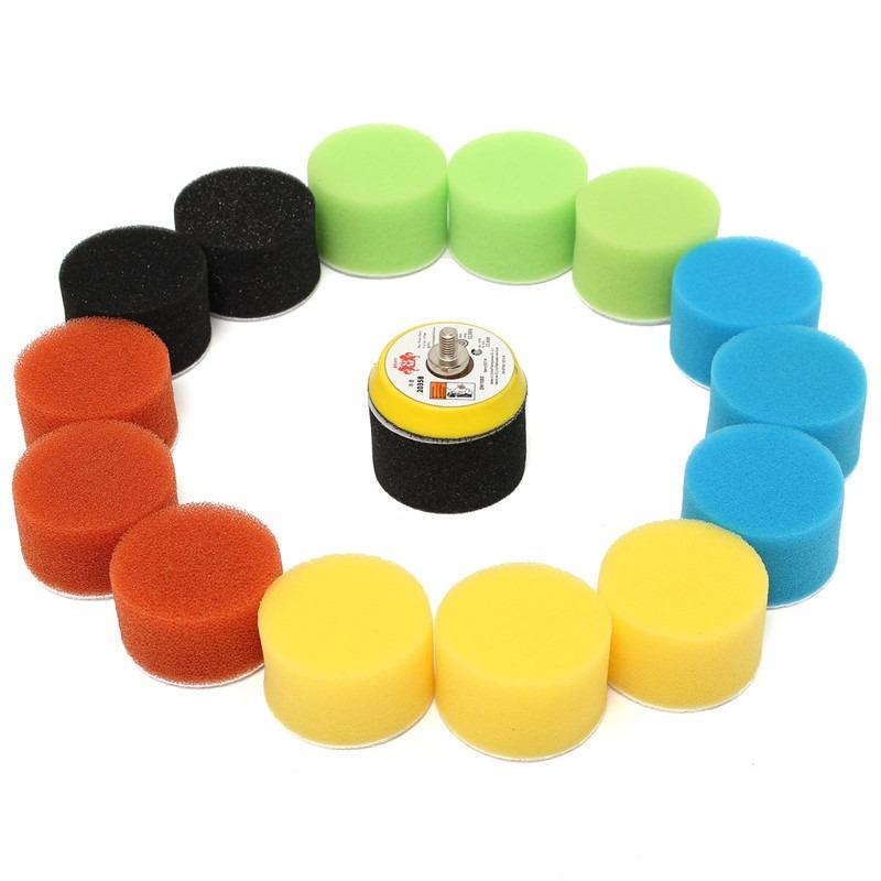 16Pcs/Set Car Detail Polished Sponge Disc 50mm Polishing Circle Buffing Pad Tool Kit Car Polisher Wax Pads Auto Accessories