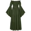 Women's Off-Shoulder Dress Bell Solid Color Long Sleeve Elastic Tiered Flowy Long Dresses Costume