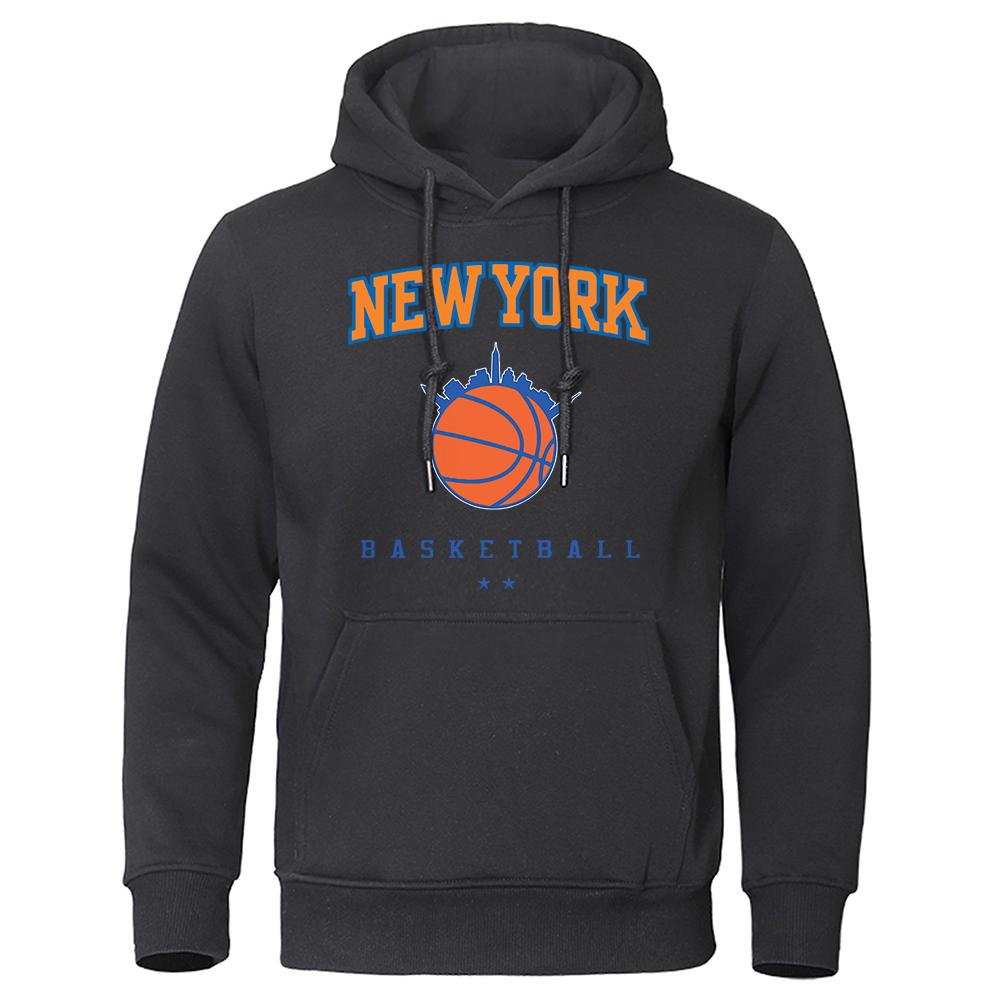 Newyork Basketball Город, укоренившийся в баскетболе Мужская одежда Толстовка с капюшоном Мультфильмы Флис Осенняя толстовка с круглым вырезом Толстовка