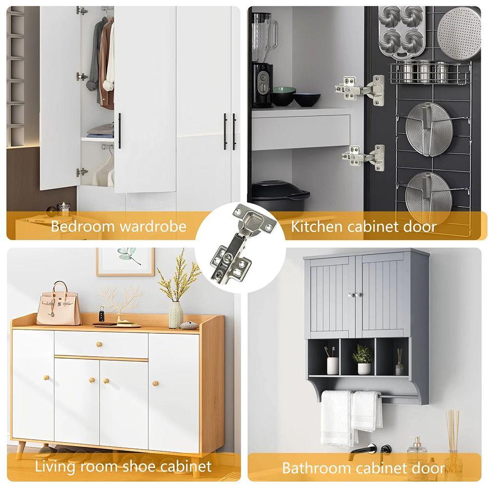 2Pcs Stainless Steel Door Hinges Hydraulic Damper Buffer Cabinet Hinge for Wardrobe Door