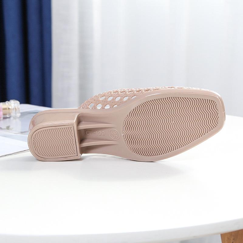 Ваша лучшая мода Женская летняя обувь Предложение Повседневные туфли без застежек на квадратном носке на среднем каблуке Сандалии Женская пляжная обувь Zapatos De Mujer
