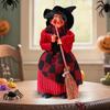 1PC Halloween Witch Hanging Props W/ Broom Witch Broom Props Spooky Witch Ornament for Garden Haunted House Bars Party Decor