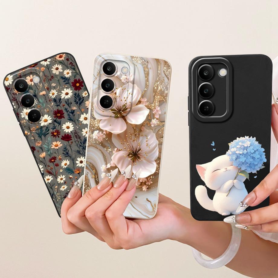 For Realme C83 C100 Phone Case Floral Daisy Aesthetic Moon Nigth Bow Pattern Funda Soft Matte Silicone Back Cover Realme P4 Lite