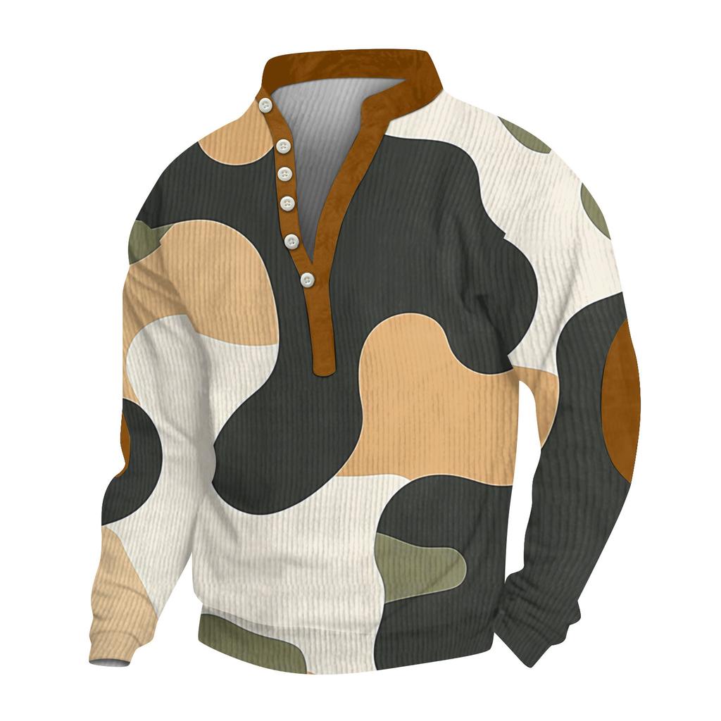 Мужское теплое плюшевое пальто с принтом, флисовый свитер, повседневное пальто, свитер с карманами, зимнее пальто