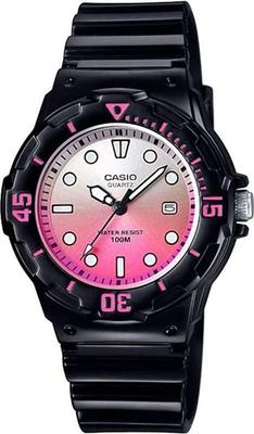 Аналоговые часы Casio для женщин, глянцево-черные с розовым, зарубежная модель LRW-200H-4EV, детские, металлические, [Б/У]
