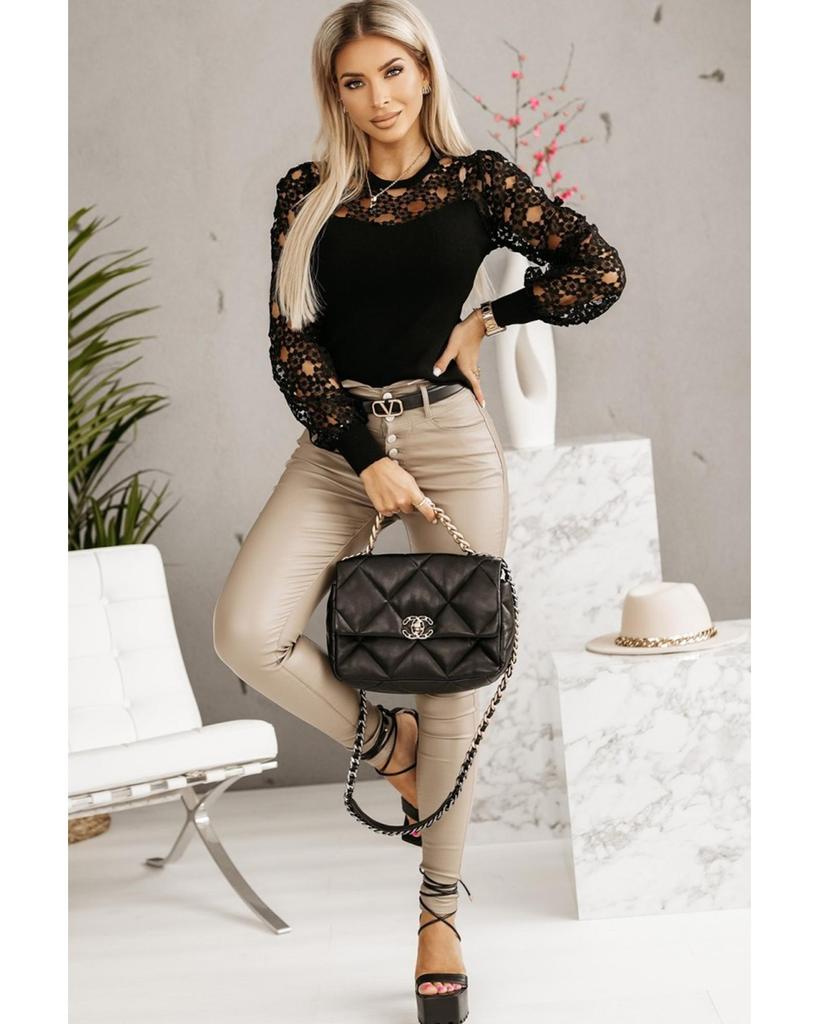 Azura Exchange Топ с длинными рукавами из цветочного кружева