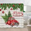 ZYQ01Christmas Ball Pine Tree Shower Curtain Sets Vintage Red Truck Xmas Snowman Winter New Year Gift Bathroom Decor Bath C6Bn%