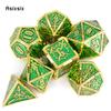 7 Pcs Green Golden Double Swords Metal Dice Solid Polyhedral Dice Set Suitable for Role-Playing RPG    Board Game