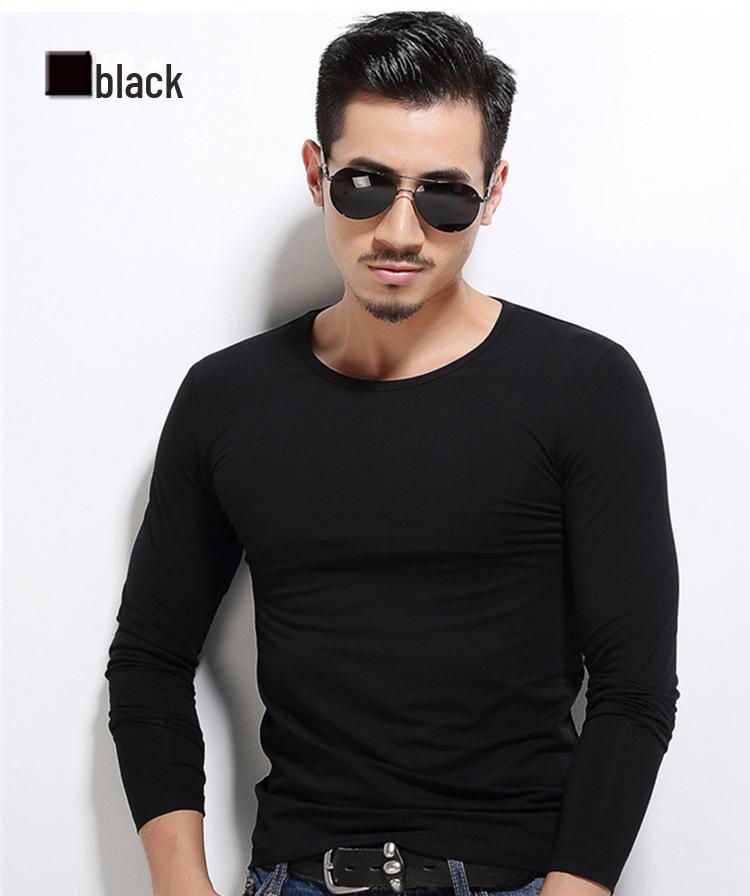 2019 Весна/Лето Мужская футболка Slim Fit с длинным рукавом и круглым вырезом