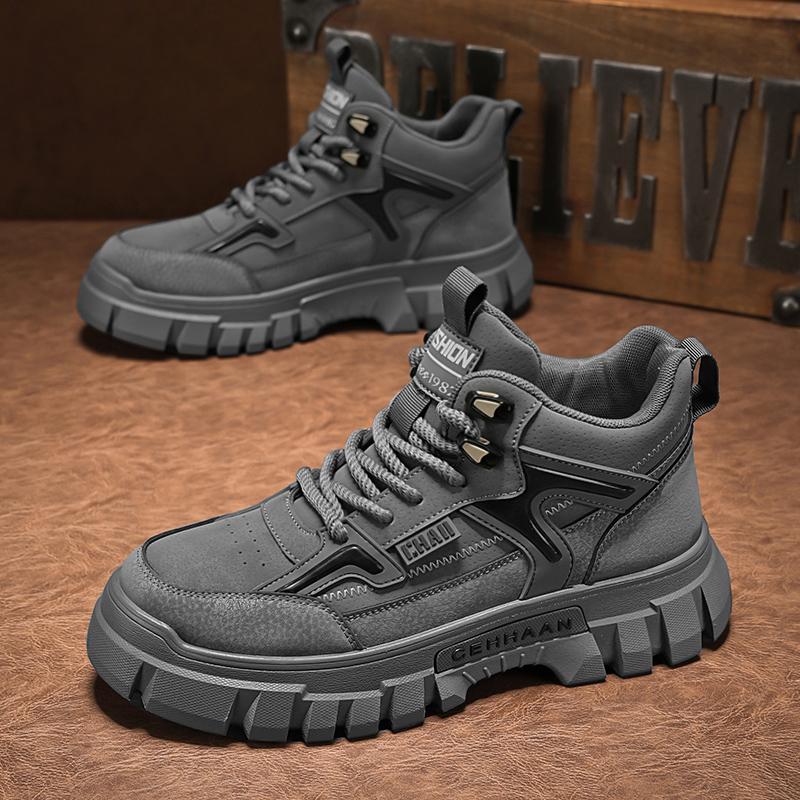 Новые спортивные туфли мужские удобные PU кожа толстая подошва высокие мужские кроссовки дизайнерские мужские беговые Tide молодежная сетчатая обувь для мужчин