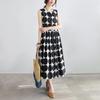 Summer Literature Loose Slimming Polka Dot Round Neck Sleeveless Dress Doll for Women Casual Dresses