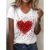 2023 Summer New Retro Women's T-shirt Red Heart Fashion 3D Printing Short-sleeved Casual Street Sports O Collar Ladies Shirt Unisex