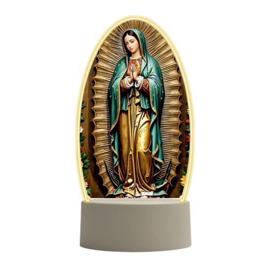 Guadalupe Virgin Prayer Lamp USB Powered Warm Light Soft Glow Catholic Night Light LED Religious