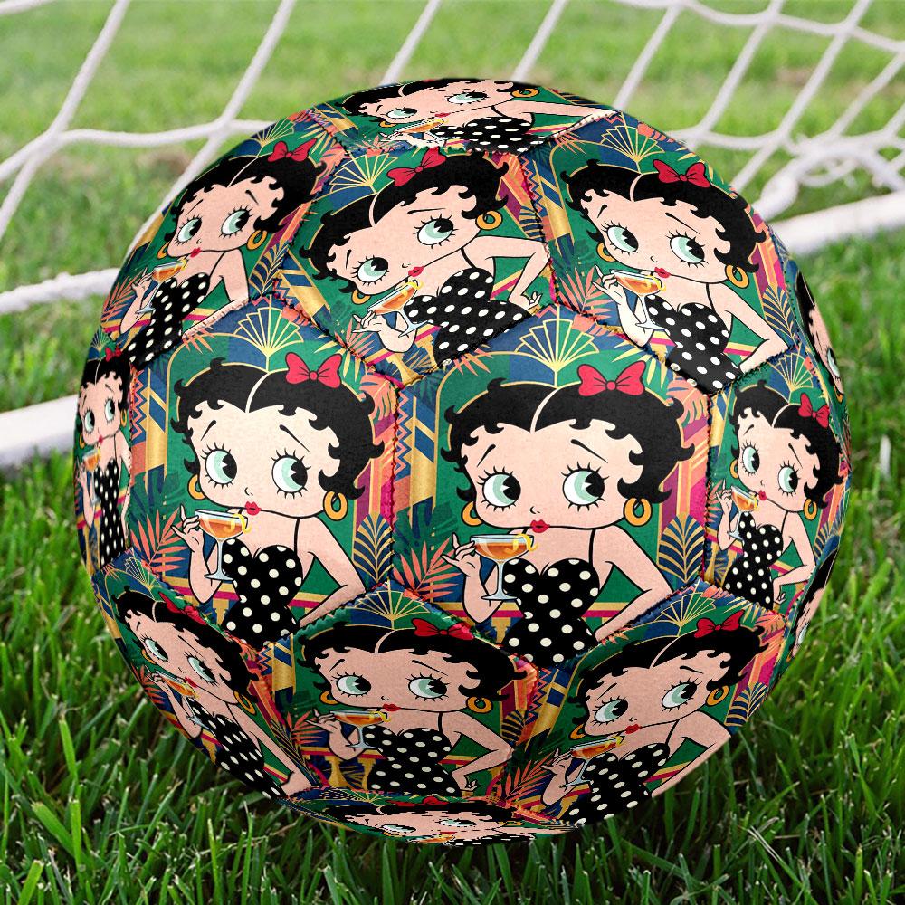 Betty Boop Print Size 5 Soccer Ball, Standard Match Football for Sports Game and Team Practice, Ideal Gift for Soccer Fans