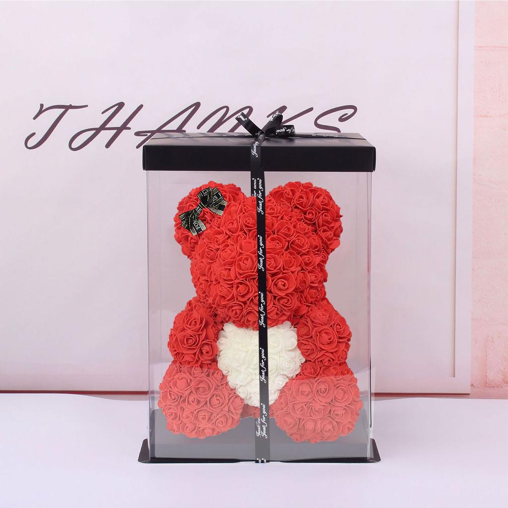 25 см искусственный цветок розы медведь с коробкой для девушки, подруги, возлюбленной, на День святого Валентина, на день рождения, романтические подарки, на свадьбу, домашний декор