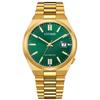 Механические часы с датой CITIZEN COLLECTION TSUYOSA 40 мм с автоподзаводом, на металлическом браслете, в зелено-золотом цвете, мужской дисплей,
