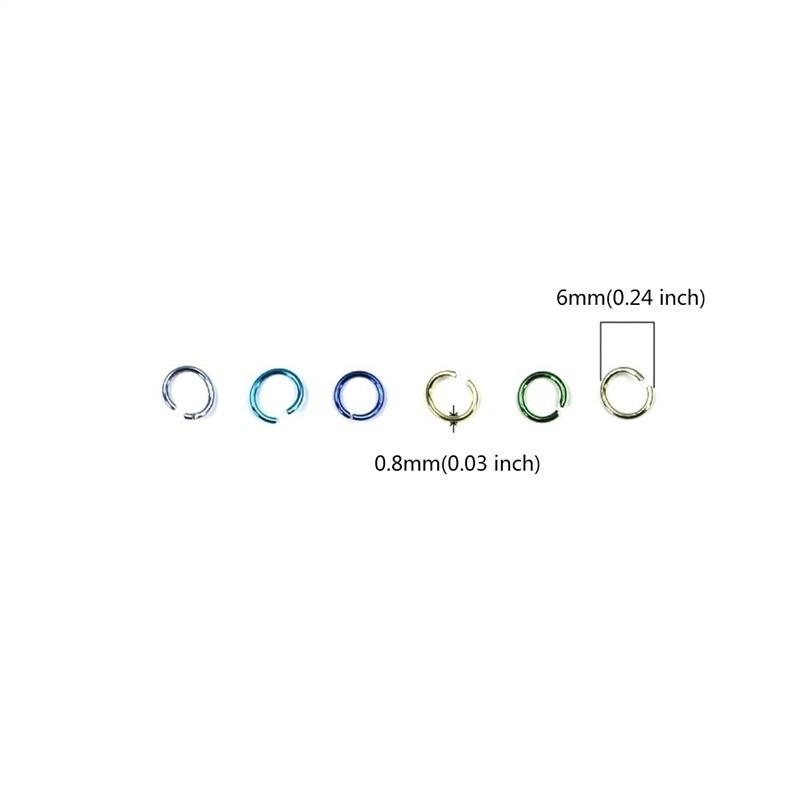 1080 шт./коробка Смешанный цвет 6x0,8 мм Алюминиевая проволока Одинарные петли Разъемное кольцо Открытые кольца для поиска ювелирных изделий