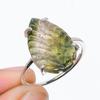 Natural Watermelon Leaf Tourmaline Gemstone 925 Sterling Silver Ring Size 8 US