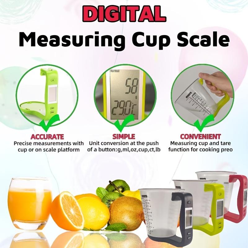 600ml Smart Measuring Cup with Thermometer , 6 in 1 Unit Conversion , Food Grade ABS Detachable Design , Real Time Monitoring from 0 to 40°C