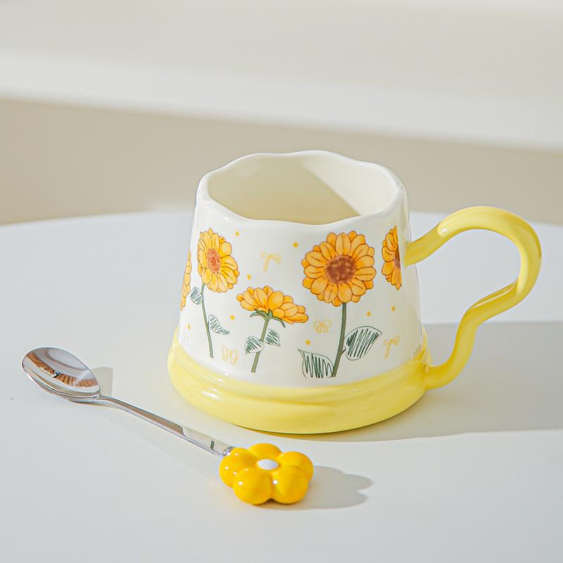 Souvenir Gifts Pastoral Style Single Cup Sunflower Ceramic Cup Household Set Mug Tulip Cup