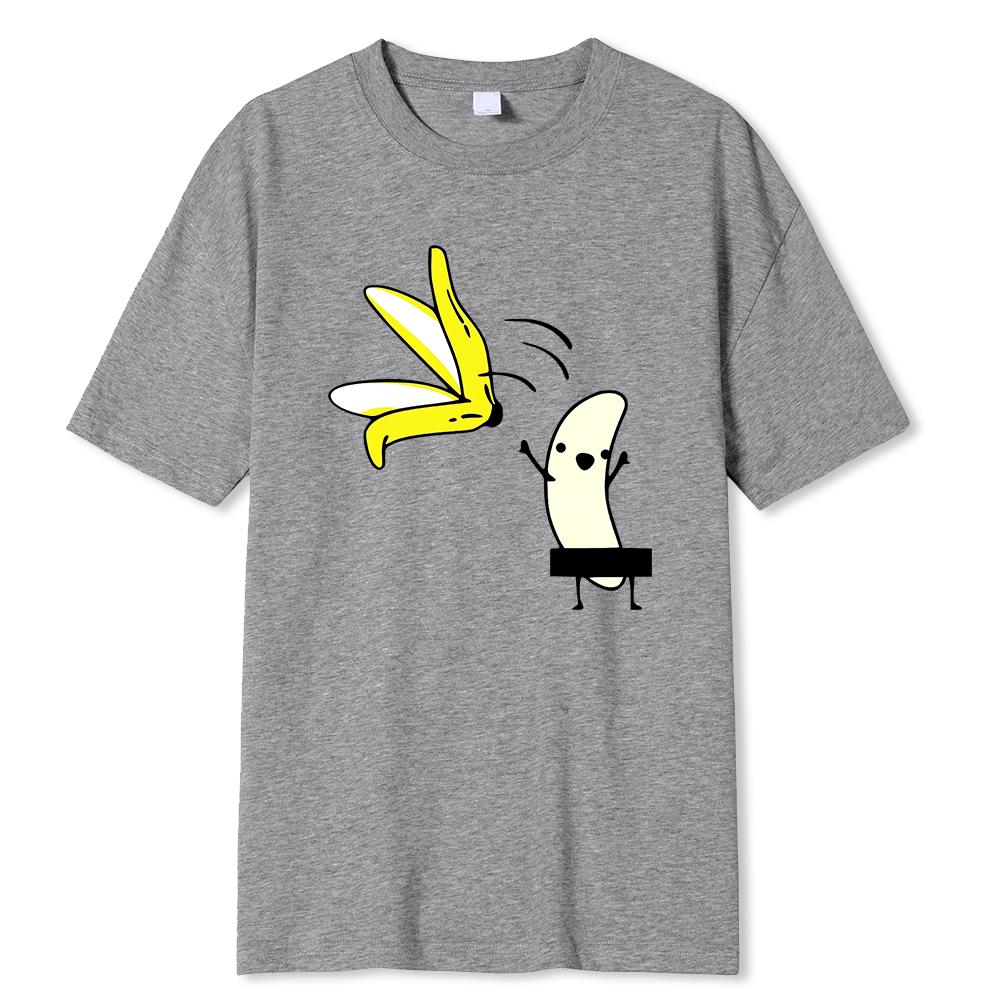 Men Banana Disrobe Overcoat Funny Print T-shirt Humor Joke Hipster T-Shirt Soft Cotton Casual T Shirts Outfits Streetwear